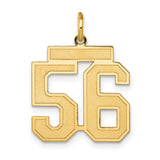 Medium Satin Number 56 Charm Pendant in Real 14k Yellow Gold