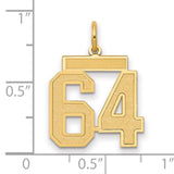 Medium Satin Number 64 Charm Pendant in Real 14k Yellow Gold