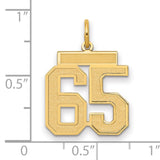 Medium Satin Number 65 Charm Pendant in Real 14k Yellow Gold