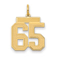Medium Satin Number 65 Charm Pendant in Real 14k Yellow Gold