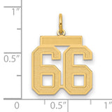 14k Yellow Gold Number 66 Pendant, Bold Varsity Jersey Style Charm for Men or Unisex Wear