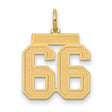 14k Yellow Gold Number 66 Pendant, Bold Varsity Jersey Style Charm for Men or Unisex Wear