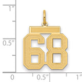Medium Satin Number 68 Charm Pendant in Real 14k Yellow Gold