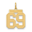 Medium Satin Number 69 Charm Pendant in Real 14k Yellow Gold