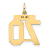 Medium Satin Number 70 Charm Pendant in Real 14k Yellow Gold