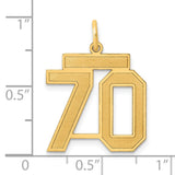 Medium Satin Number 70 Charm Pendant in Real 14k Yellow Gold