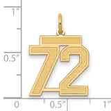 Medium Satin Number 72 Charm Pendant in Real 14k Yellow Gold