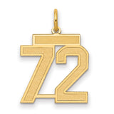 Medium Satin Number 72 Charm Pendant in Real 14k Yellow Gold