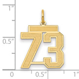 Medium Satin Number 73 Charm Pendant in Real 14k Yellow Gold