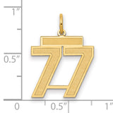 Medium Satin Number 77 Charm Pendant in Real 14k Yellow Gold