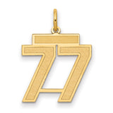 Medium Satin Number 77 Charm Pendant in Real 14k Yellow Gold