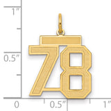 Medium Satin Number 78 Charm Pendant in Real 14k Yellow Gold