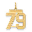 Medium Satin Number 79 Charm Pendant in Real 14k Yellow Gold