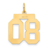 Medium Satin Number 80 Charm Pendant in Real 14k Yellow Gold