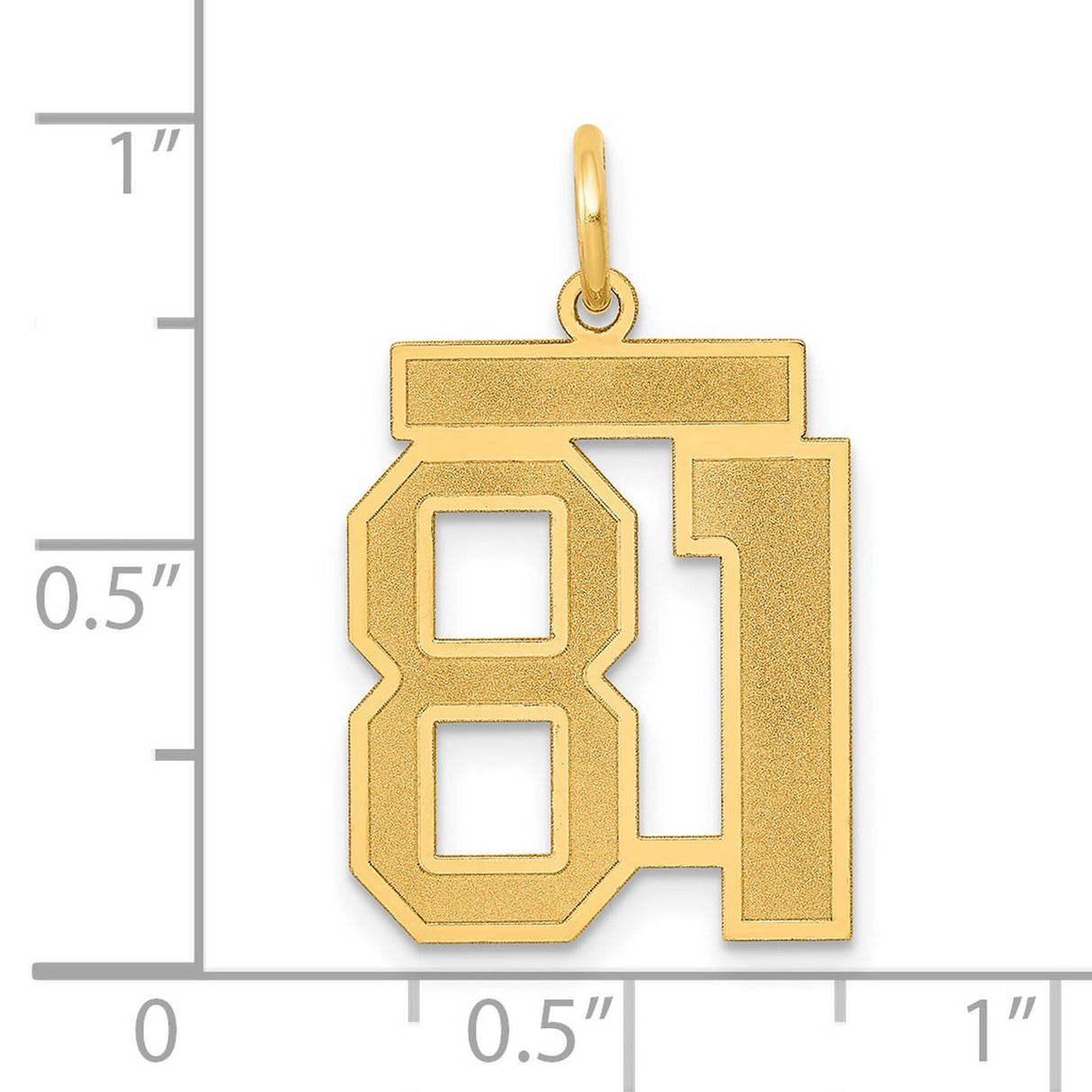 Medium Satin Number 81 Charm Pendant in Real 14k Yellow Gold