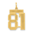 Medium Satin Number 81 Charm Pendant in Real 14k Yellow Gold