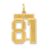 Medium Satin Number 81 Charm Pendant in Real 14k Yellow Gold