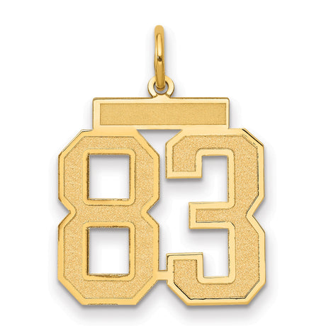 Medium Satin Number 83 Charm Pendant in Real 14k Yellow Gold