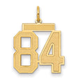 Medium Satin Number 84 Charm Pendant in Real 14k Yellow Gold