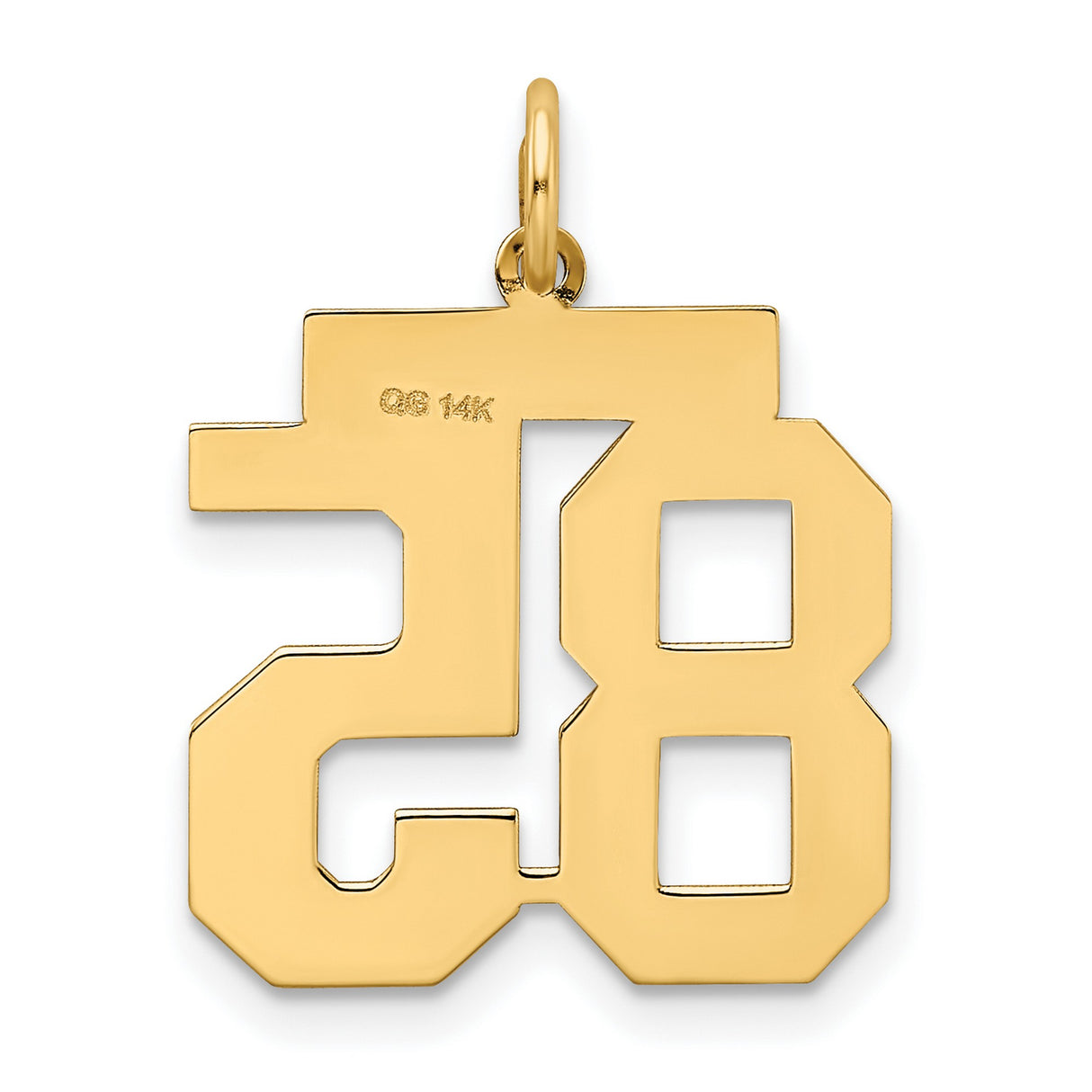 Medium Satin Number 85 Charm Pendant in Real 14k Yellow Gold
