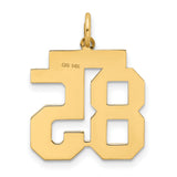 Medium Satin Number 85 Charm Pendant in Real 14k Yellow Gold