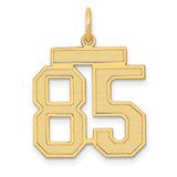 Medium Satin Number 85 Charm Pendant in Real 14k Yellow Gold