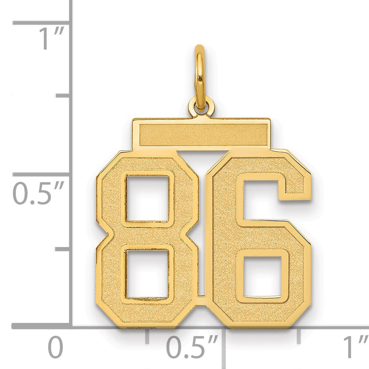 Medium Satin Number 86 Charm Pendant in Real 14k Yellow Gold