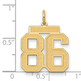 Medium Satin Number 86 Charm Pendant in Real 14k Yellow Gold