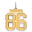Medium Satin Number 86 Charm Pendant in Real 14k Yellow Gold