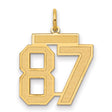Medium Satin Number 87 Charm Pendant in Real 14k Yellow Gold