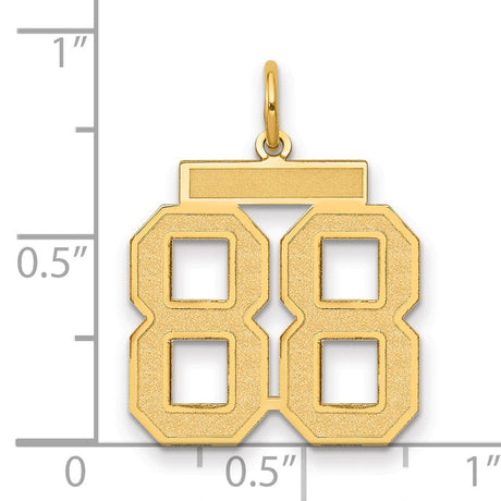14k Yellow Gold Number 88 Pendant with Flat Engraving Bar, Sporty Bold Font Design