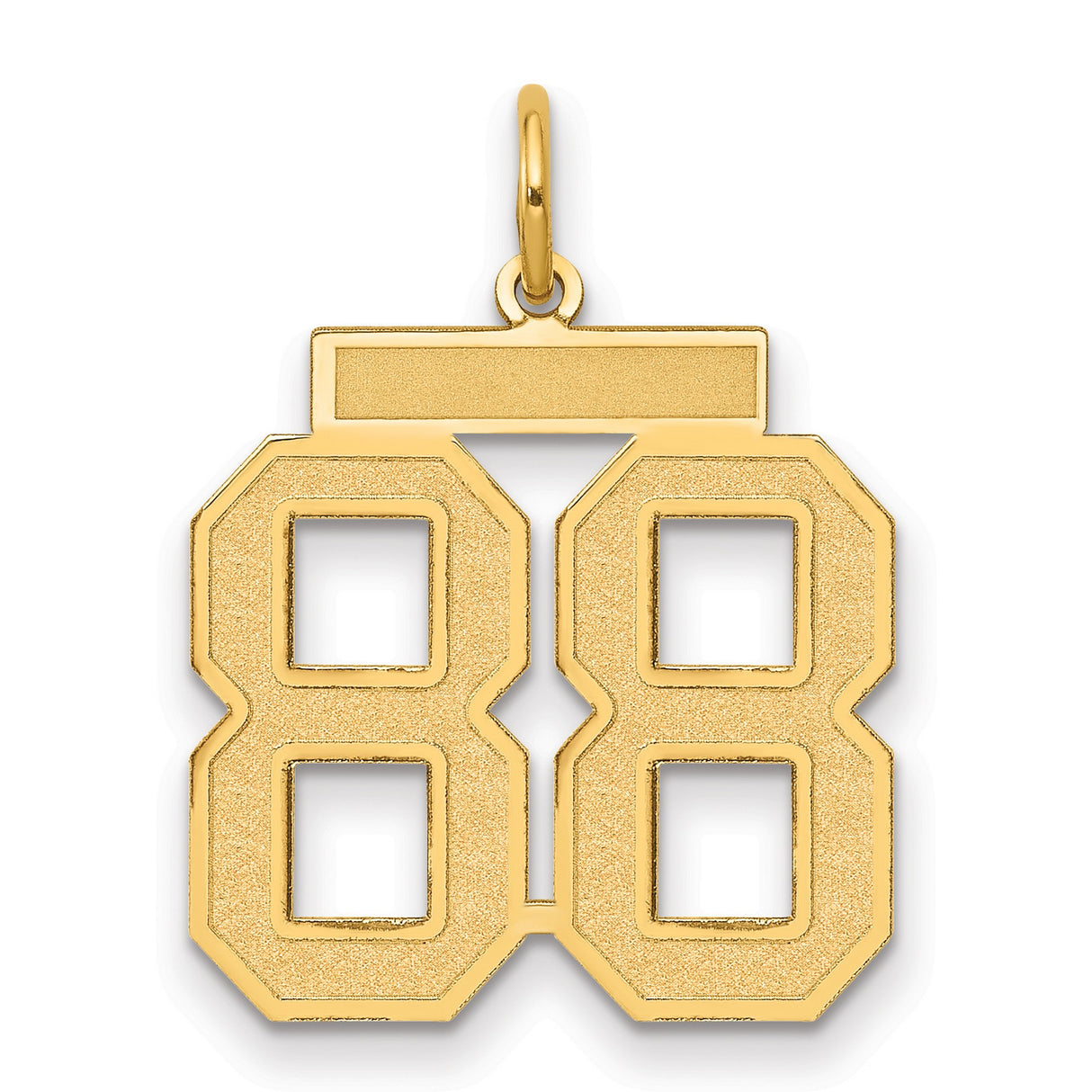 14k Yellow Gold Number 88 Pendant with Flat Engraving Bar, Sporty Bold Font Design
