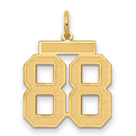 14k Yellow Gold Number 88 Pendant with Flat Engraving Bar, Sporty Bold Font Design