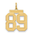 Medium Satin Number 89 Charm Pendant in Real 14k Yellow Gold