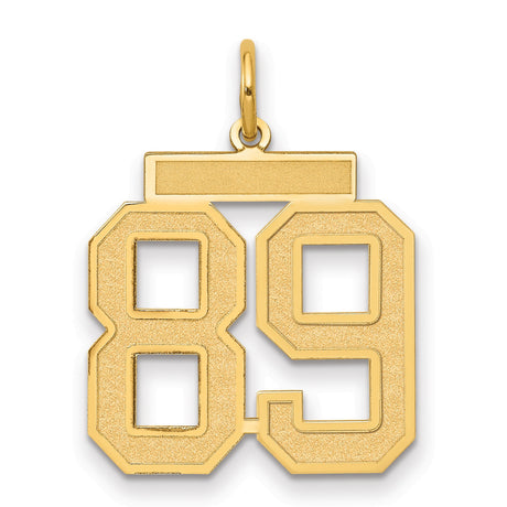 Medium Satin Number 89 Charm Pendant in Real 14k Yellow Gold