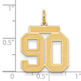 Medium Satin Number 90 Charm Pendant in Real 14k Yellow Gold