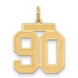 Medium Satin Number 90 Charm Pendant in Real 14k Yellow Gold