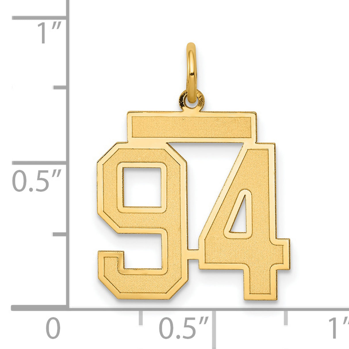 14k Yellow Gold Number 94 Pendant with Matte and Polished Finish, Sports Jewelry Charm
