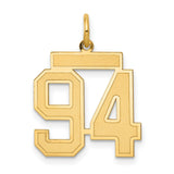 14k Yellow Gold Number 94 Pendant with Matte and Polished Finish, Sports Jewelry Charm