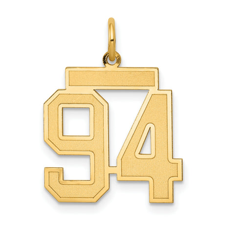 14k Yellow Gold Number 94 Pendant with Matte and Polished Finish, Sports Jewelry Charm