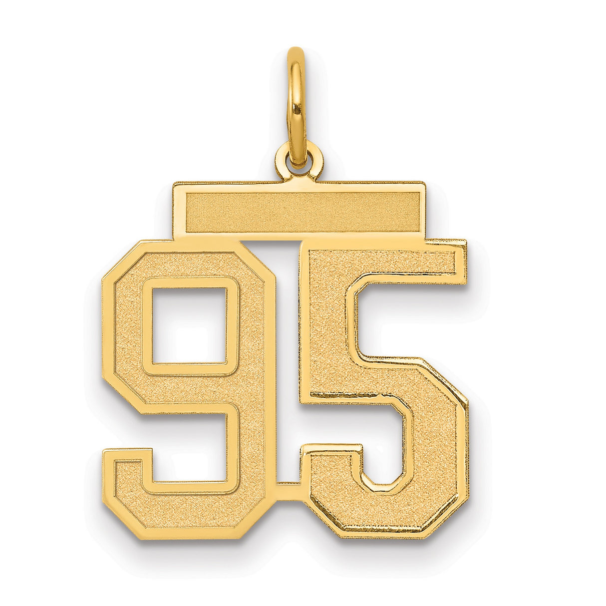 Medium Satin Number 95 Charm Pendant in Real 14k Yellow Gold