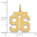 Medium Satin Number 96 Charm Pendant in Real 14k Yellow Gold