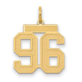 Medium Satin Number 96 Charm Pendant in Real 14k Yellow Gold