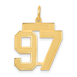 Medium Satin Number 97 Charm Pendant in Real 14k Yellow Gold