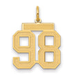 Medium Satin Number 98 Charm Pendant in Real 14k Yellow Gold