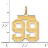 Medium Satin Number 99 Charm Pendant in Real 14k Yellow Gold