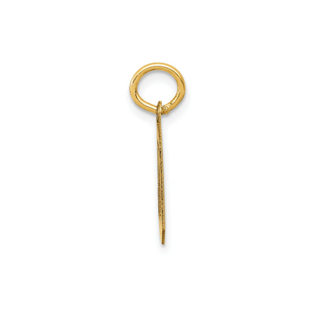 14k Yellow Gold Number 0 Pendant Charm, Octagonal Textured Satin Finish, Unisex Numerology Design