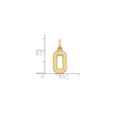 14k Yellow Gold Number 0 Pendant Charm, Octagonal Textured Satin Finish, Unisex Numerology Design