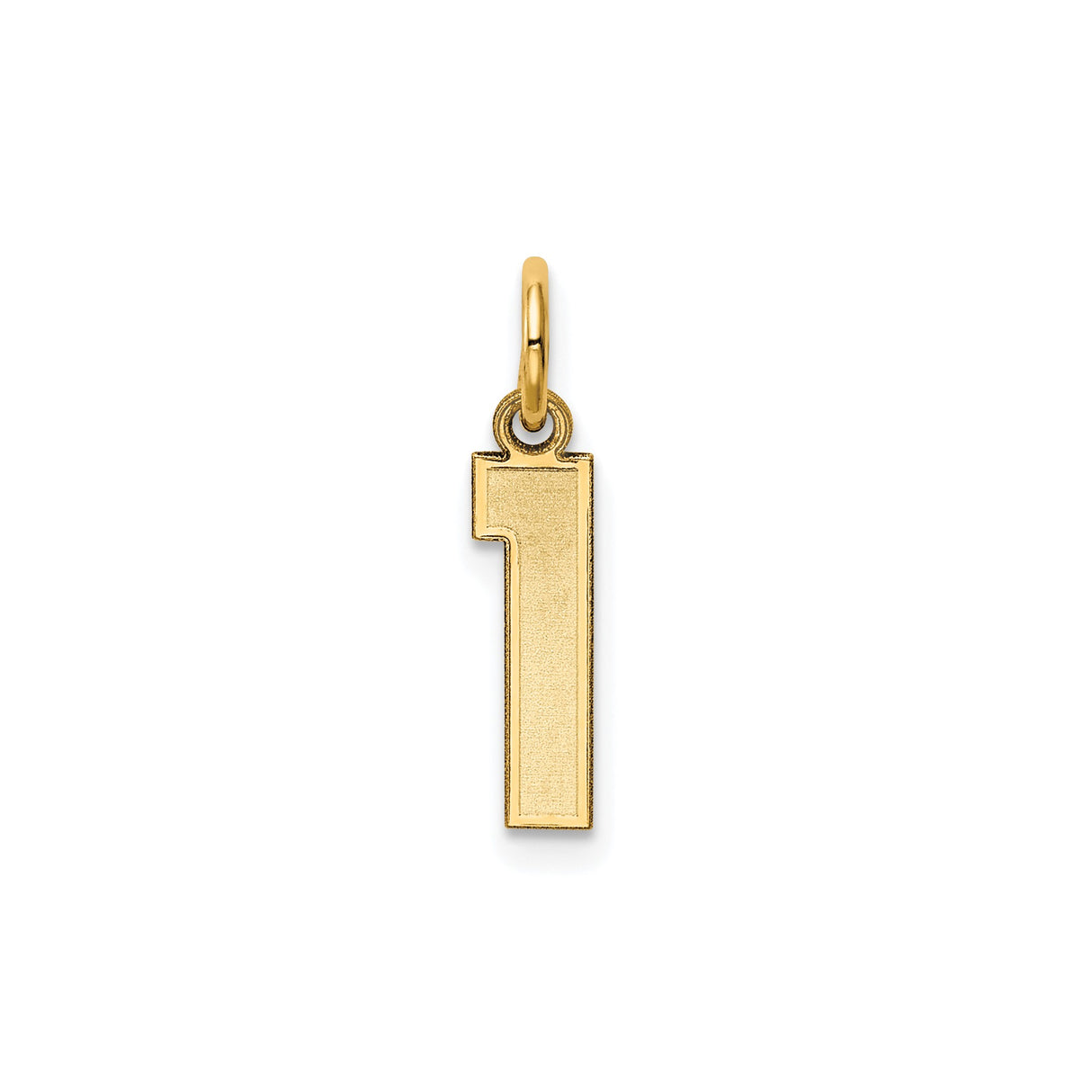 14k Yellow Gold Number One Pendant Charm, Polished Block Numeral Design, Unisex Minimalist Jewelry