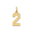 14k Yellow Gold Number 2 Pendant Charm, Polished Textured Finish, Unisex Jewelry